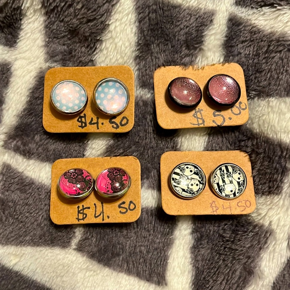 Handmade Stud Earrings- Pack of 4